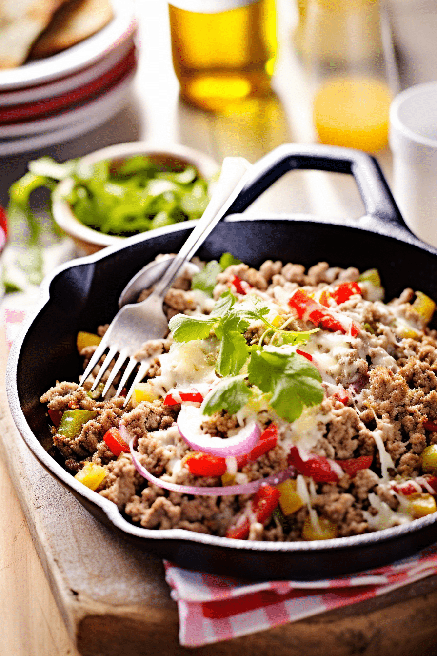Ingredients for Keto Cheesy Beef Taco Skillet