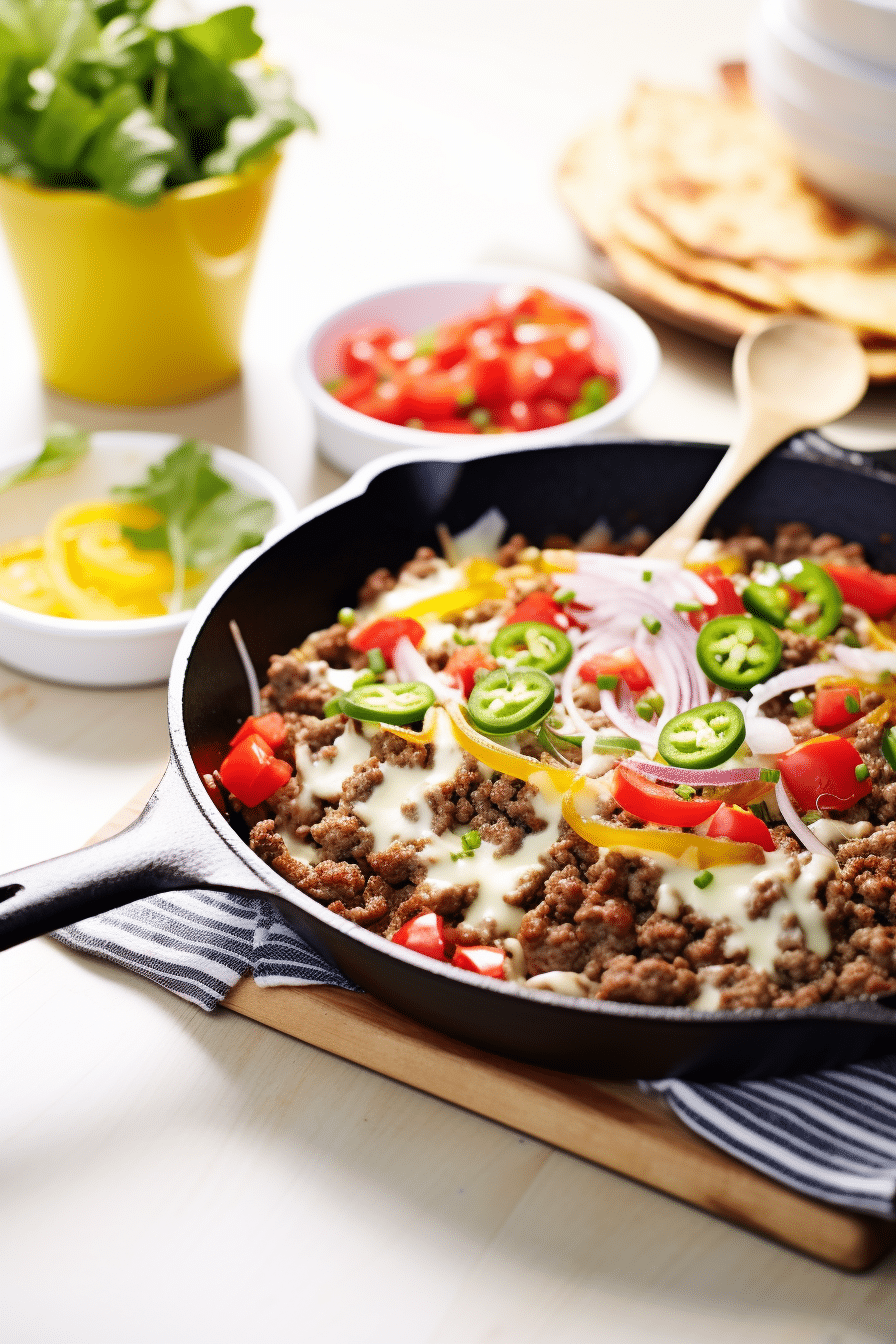 Keto Cheesy Beef Taco Skillet