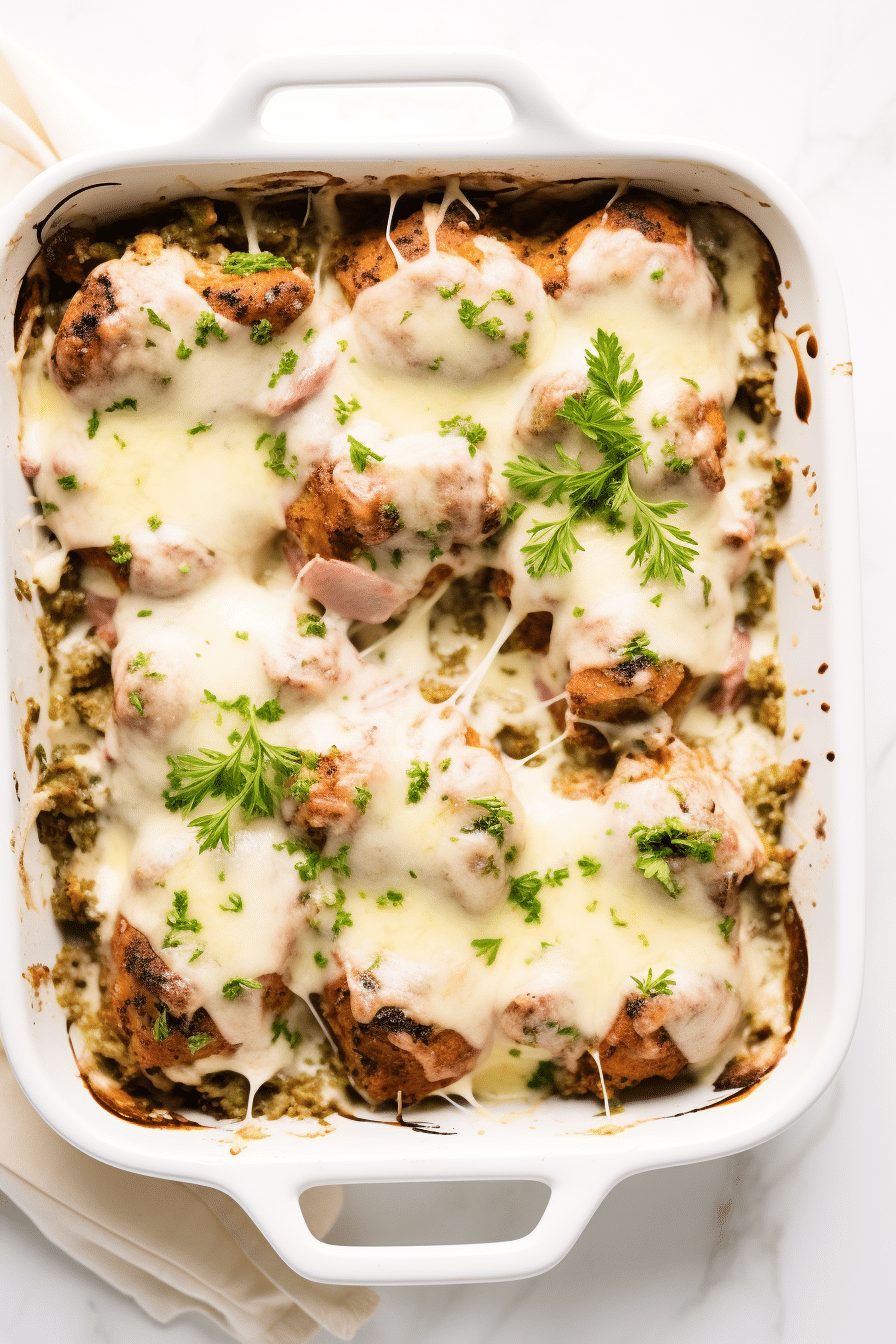 Ingredients for Keto Chicken Cordon Bleu Casserole