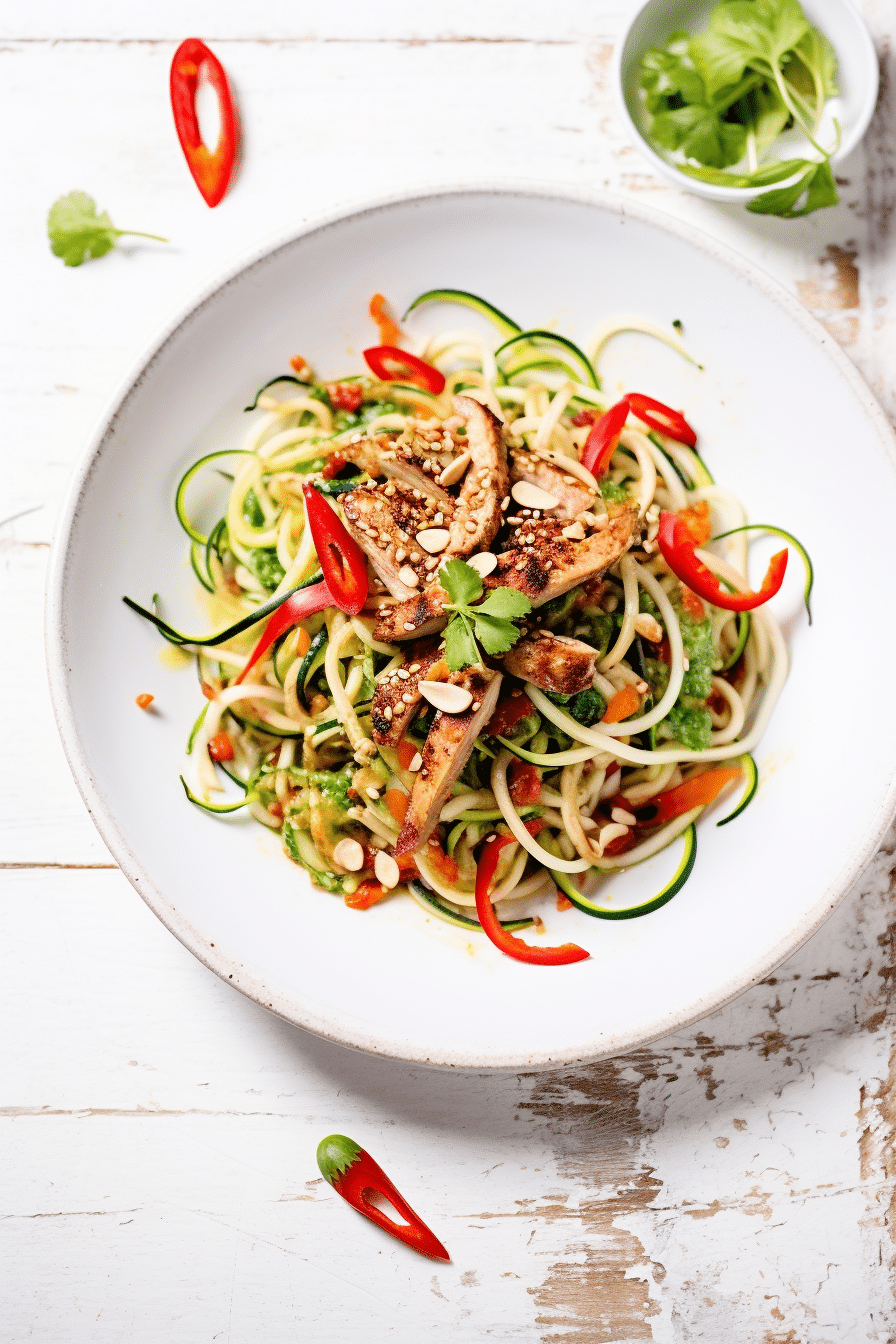 Keto Chicken Pad Thai Served