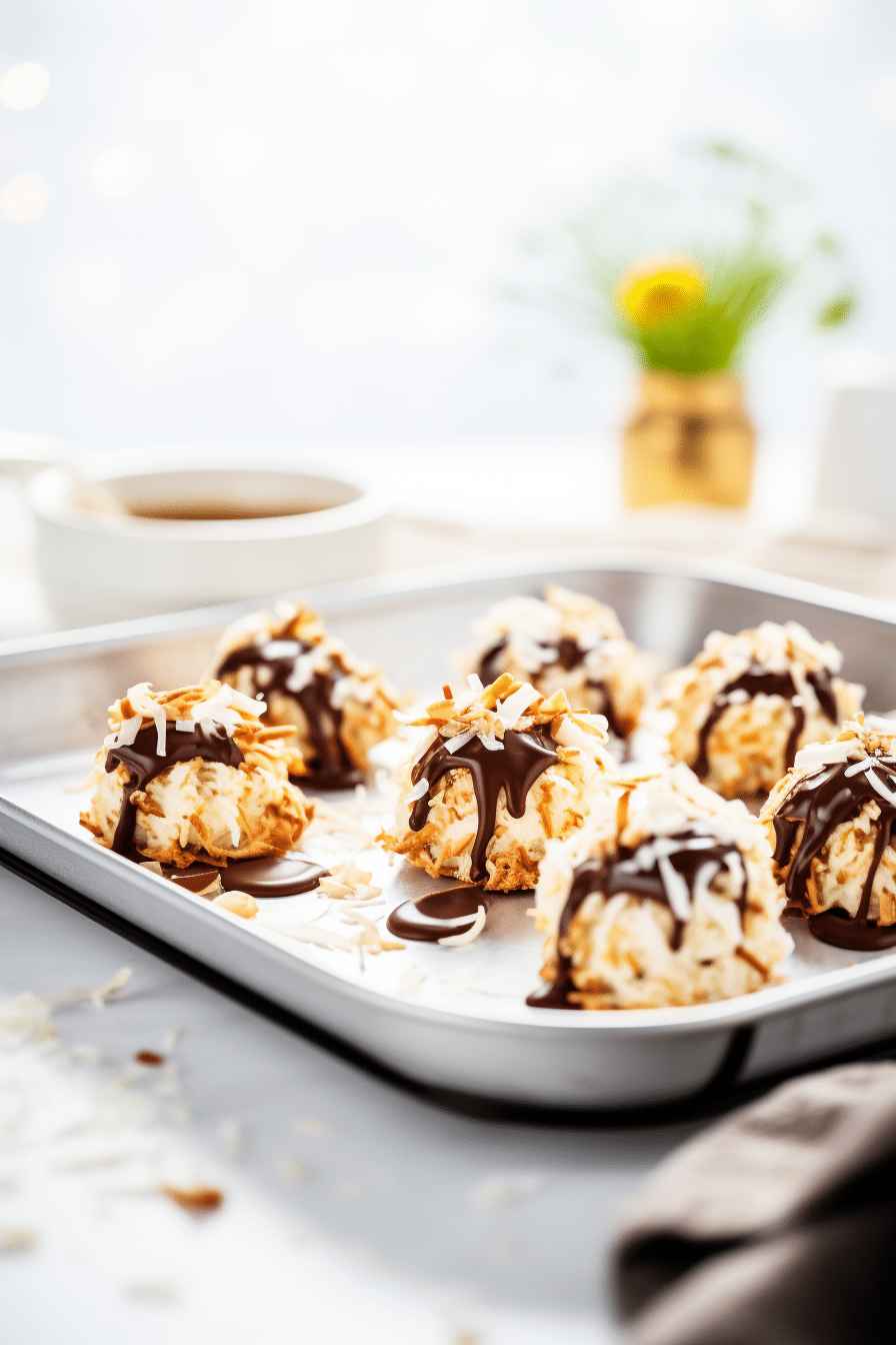 Keto Coconut Macaroons Dipped in Chocolate