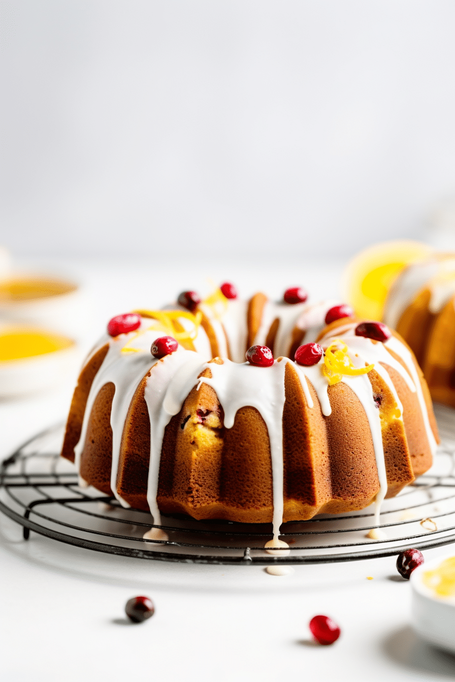 Keto Cranberry Orange Bundt Cake on Wire Rack