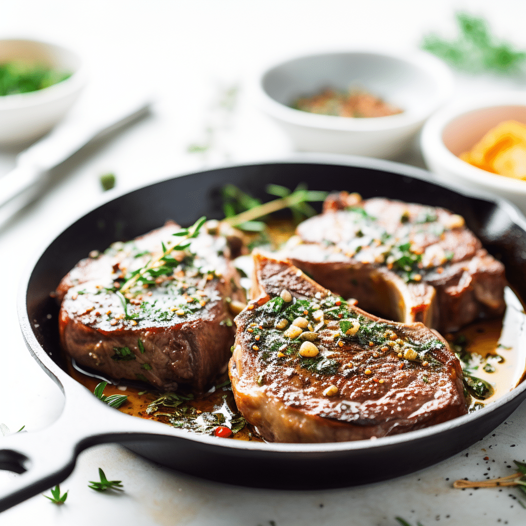 Sizzling Steak in Skillet