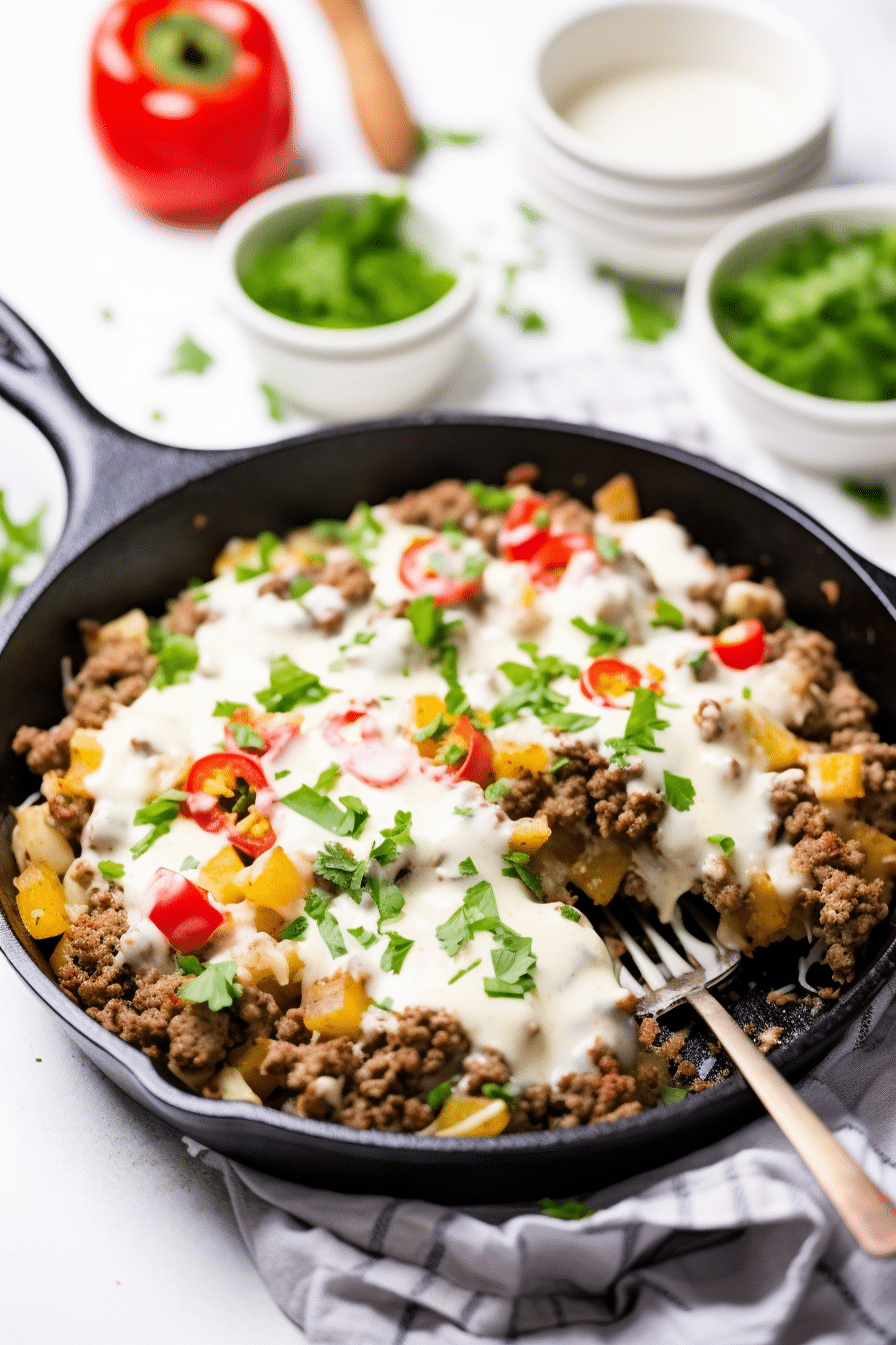 Keto Ground Beef and Cauliflower Hash Cooking