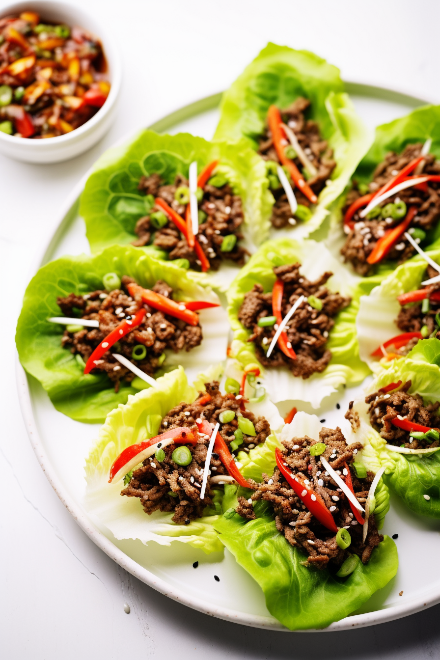 Keto Ground Beef Lettuce Wrap Served