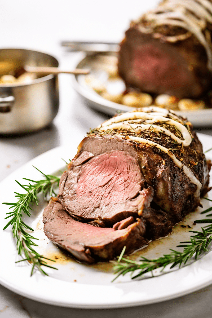 Keto Porcini Rubbed Prime Rib Roast Ready to Serve