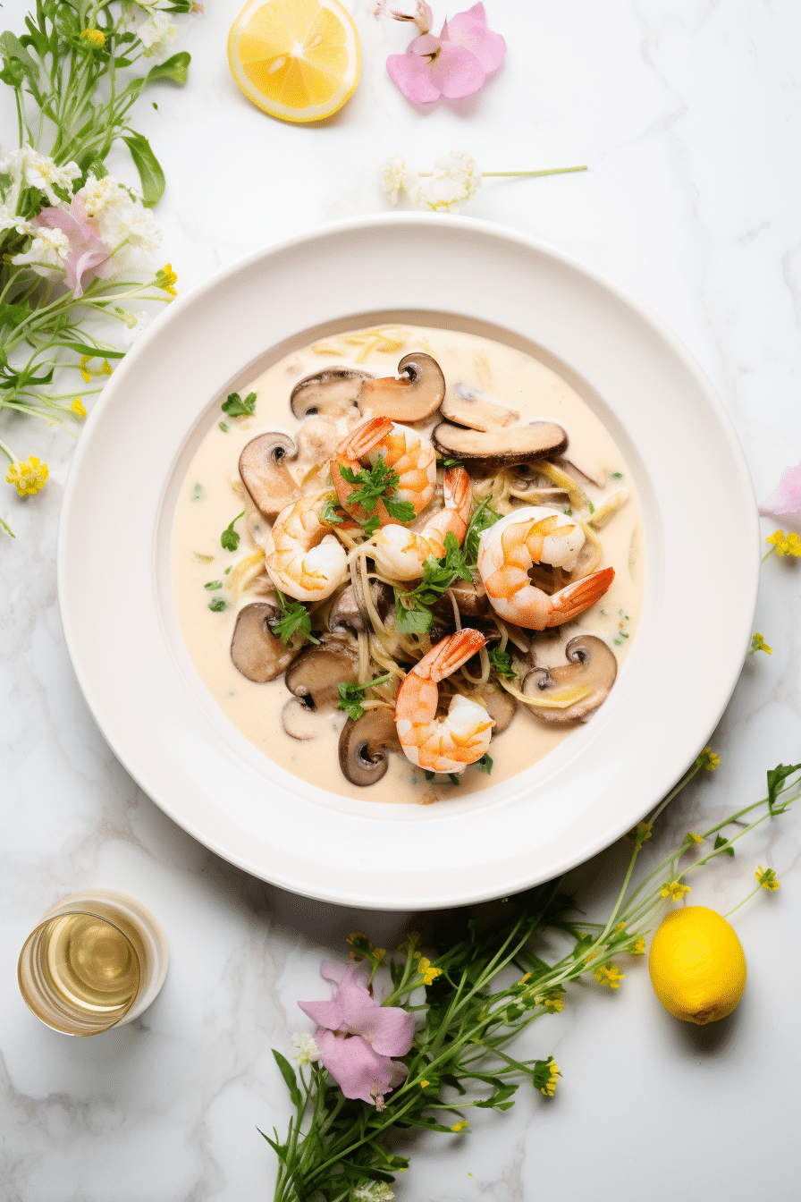 Keto Shrimp and Mushroom Alfredo Cooking