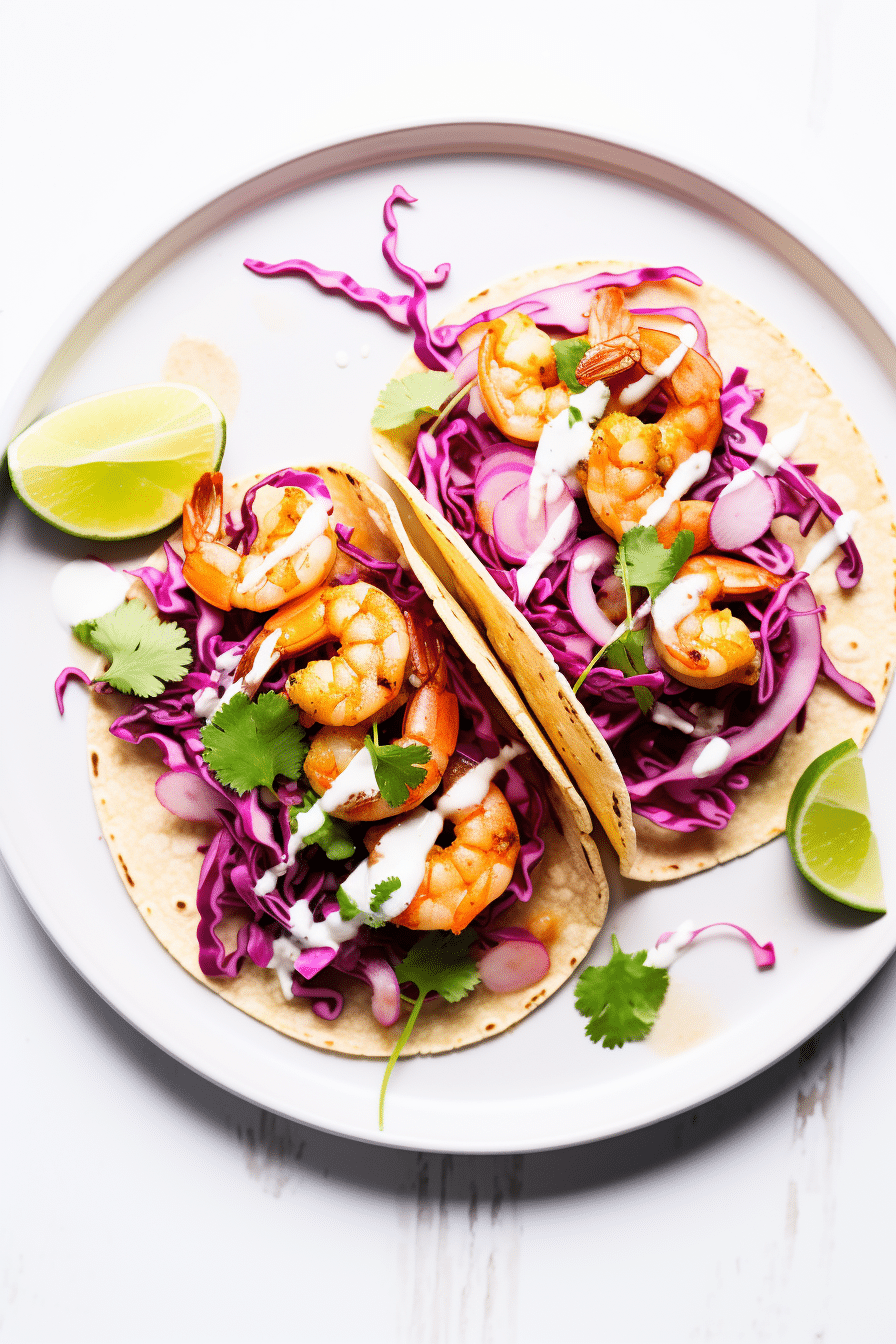 Keto Spicy Shrimp Tacos Served with Lime