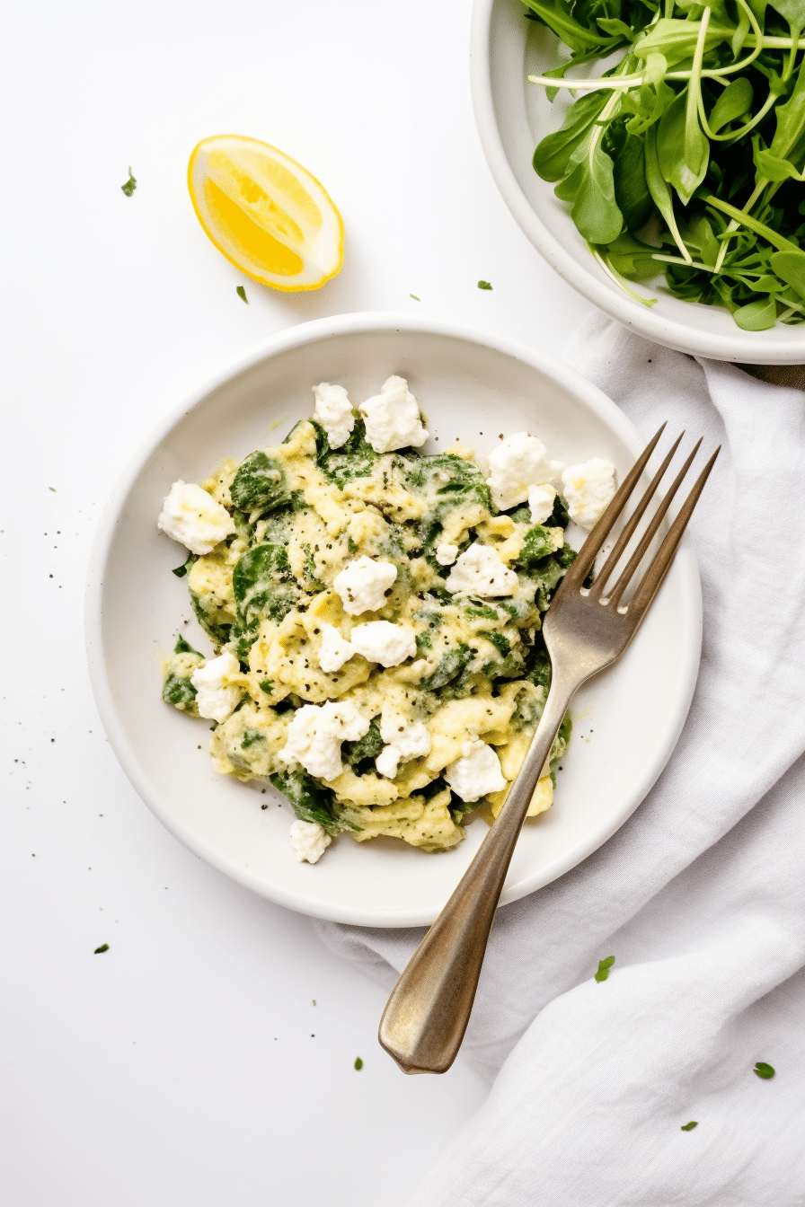 Keto Spinach and Feta Breakfast Scramble Served