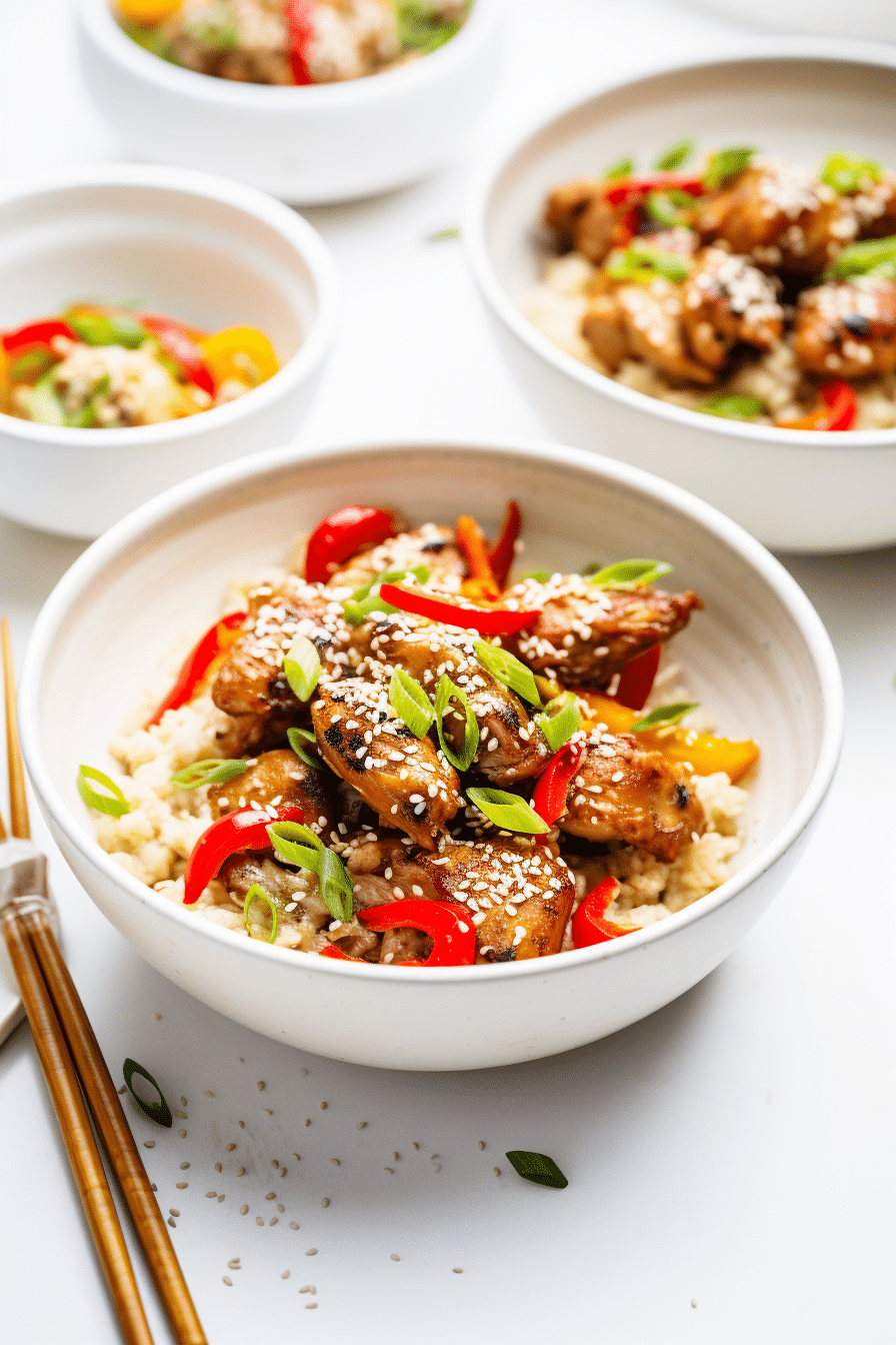 Keto Teriyaki Chicken Served with Cauliflower Fried Rice