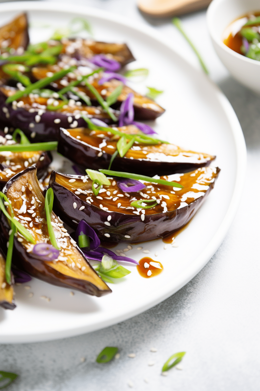 Keto Vegan Miso Glazed Eggplant Ready to Serve