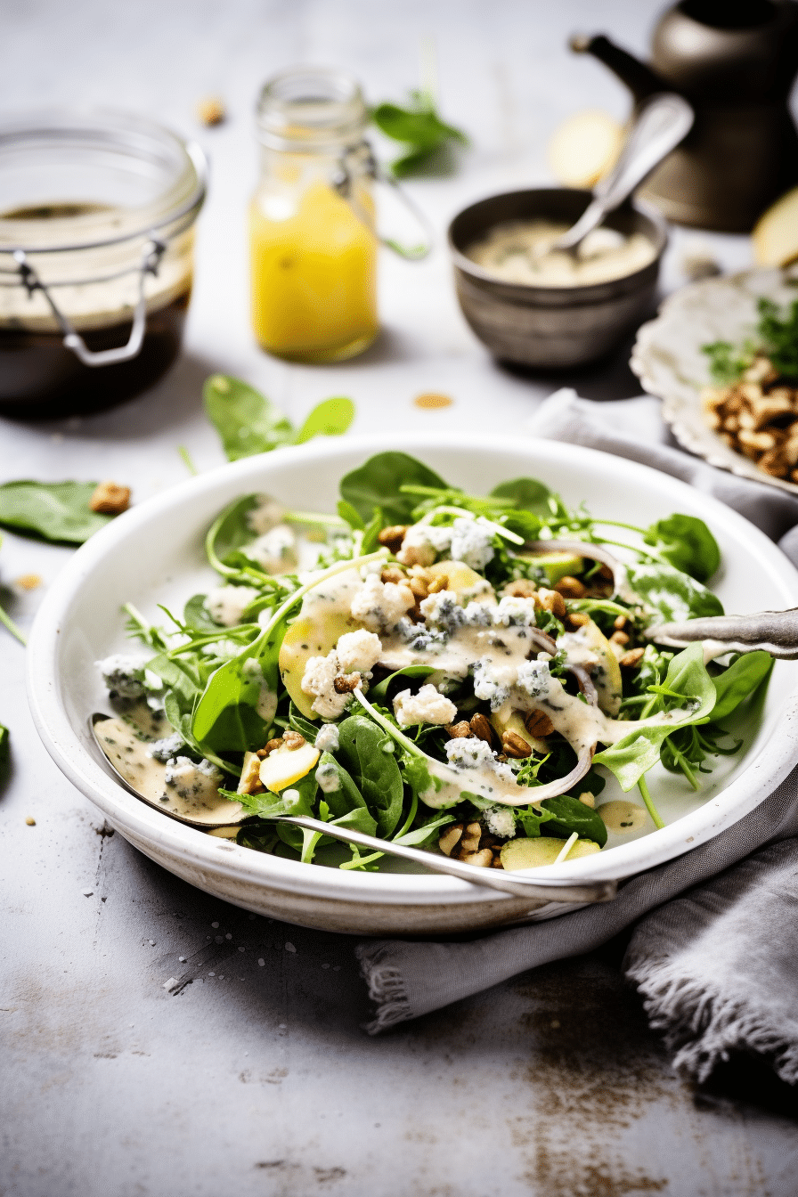 Keto Walnut and Blue Cheese Salad with Pear Dressing
