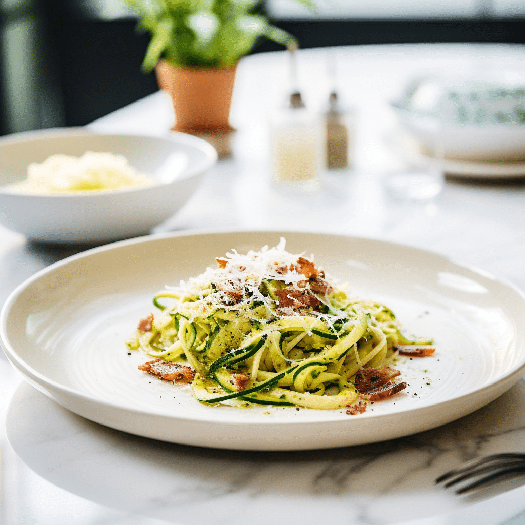 Cooking Keto Zucchini Carbonara