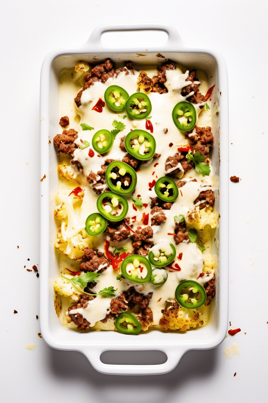 Ingredients for Low-Carb Chorizo and Green Chili Cauliflower Mac and Cheese