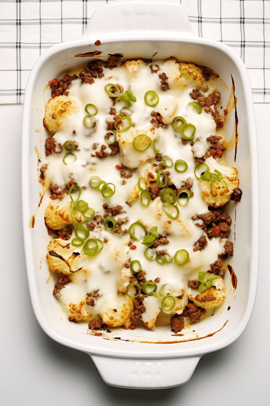 Low-Carb Chorizo and Green Chili Cauliflower Mac and Cheese