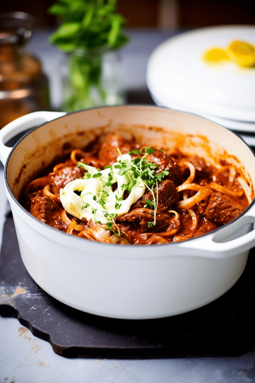 Low-Carb Hungarian Goulash with Turnip Noodles