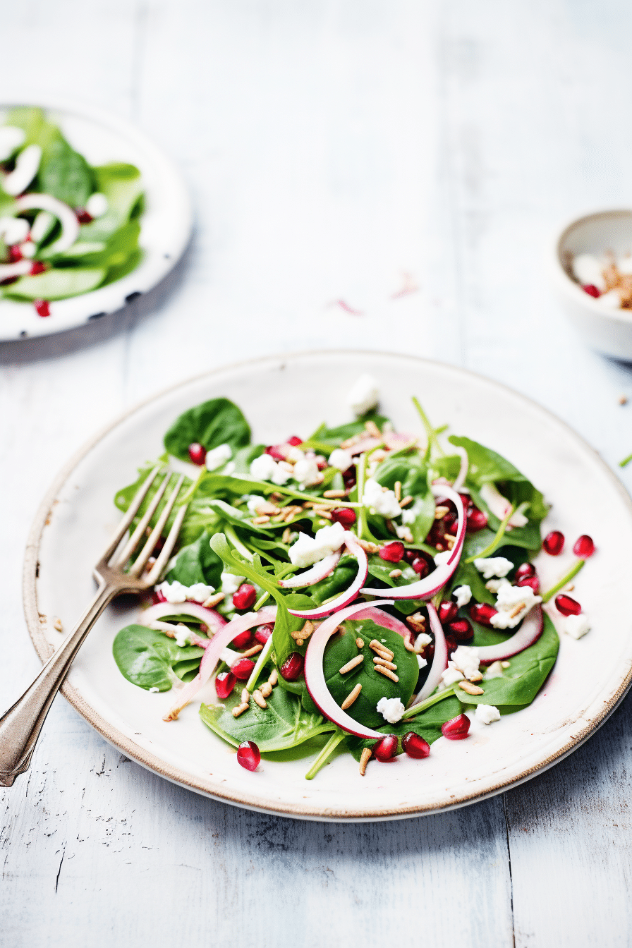 Ingredients for Low-Carb Pomegranate and Spinach Salad