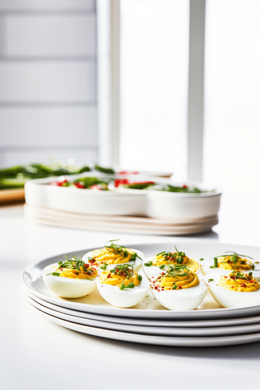 Preparing Spicy Keto Deviled Eggs
