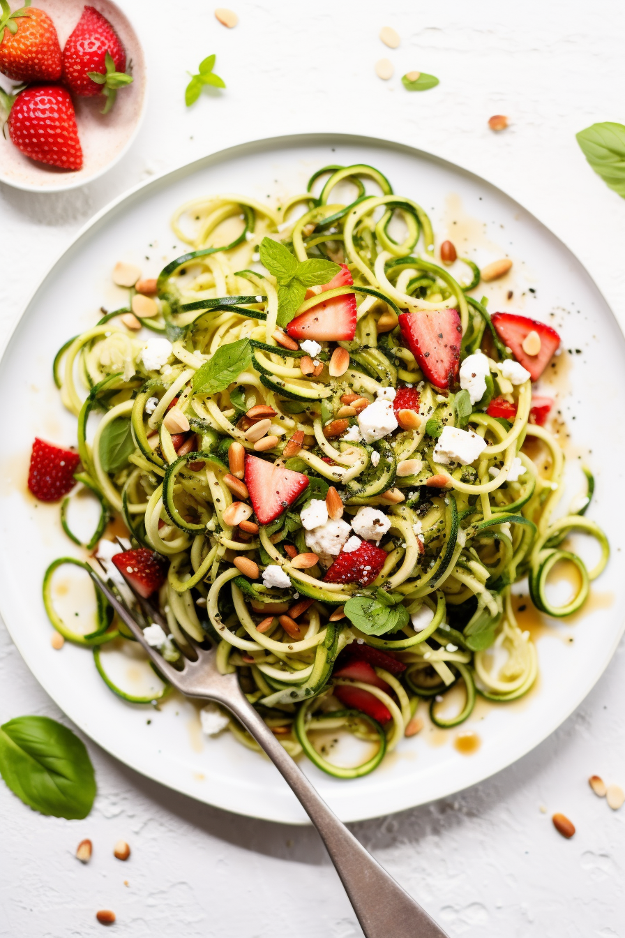 Keto Basil and Strawberry Zucchini Noodles