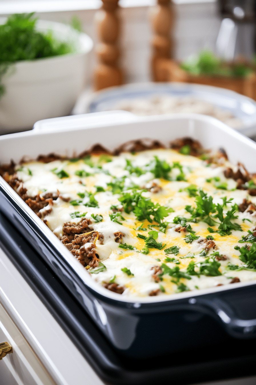 Keto Beef and Cauliflower Rice Casserole in the Oven