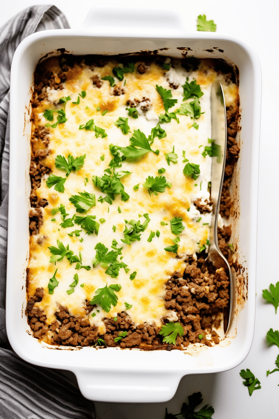 Ingredients for Keto Beef and Cauliflower Rice Casserole