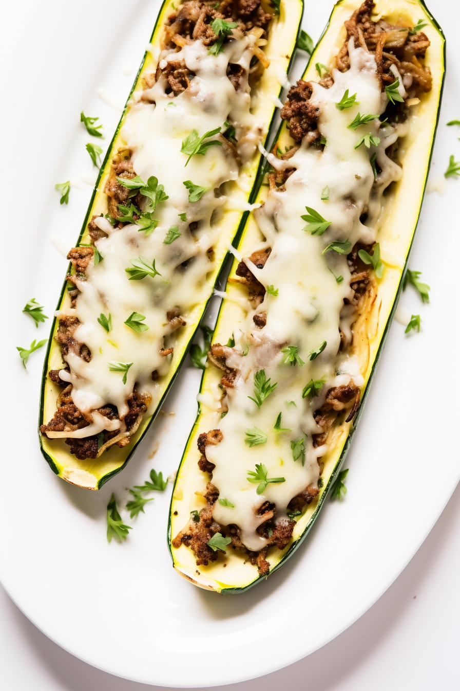 Preparing Keto Beef and Mushroom Stuffed Zucchini