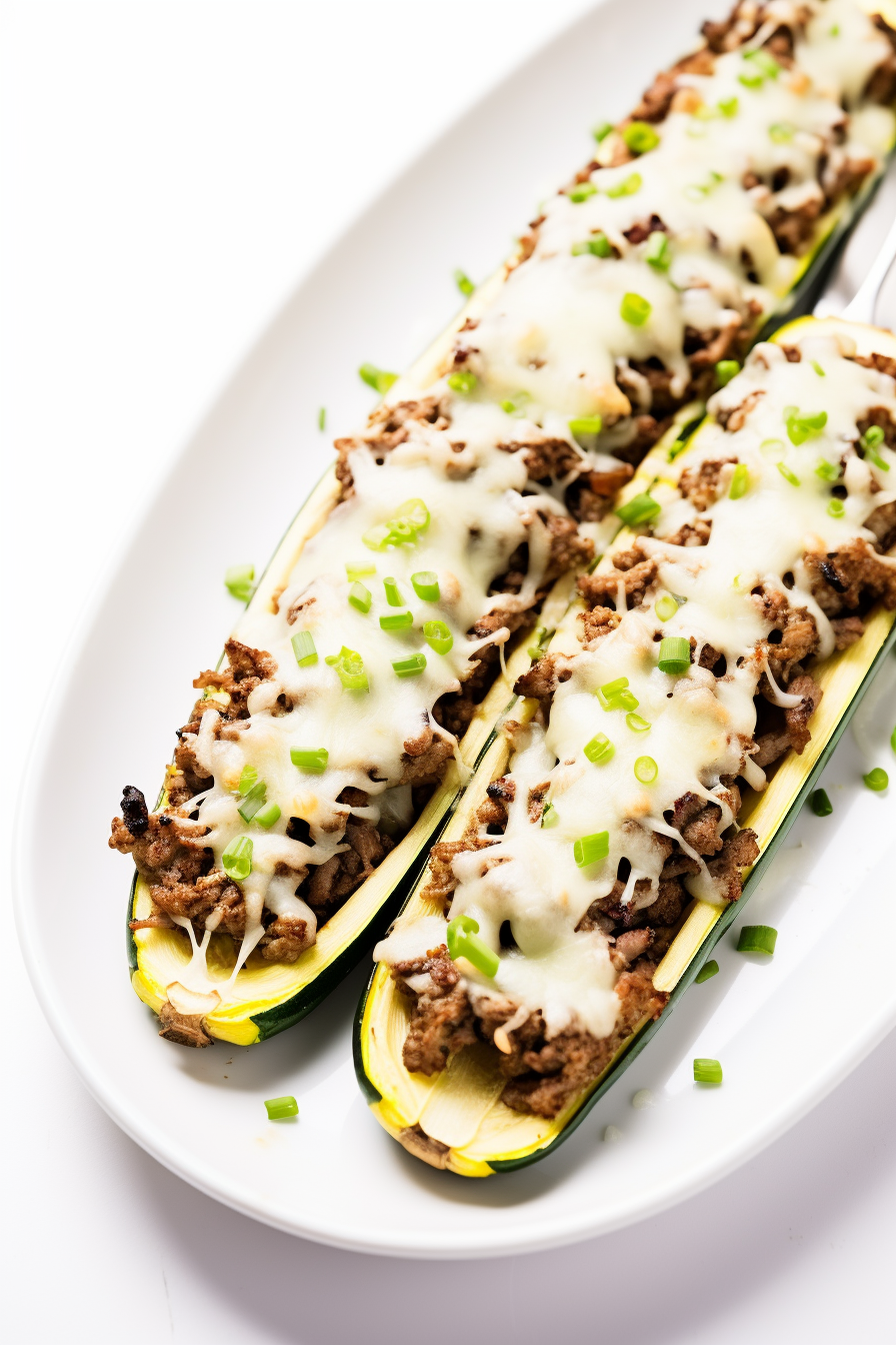 Keto Beef and Mushroom Stuffed Zucchini
