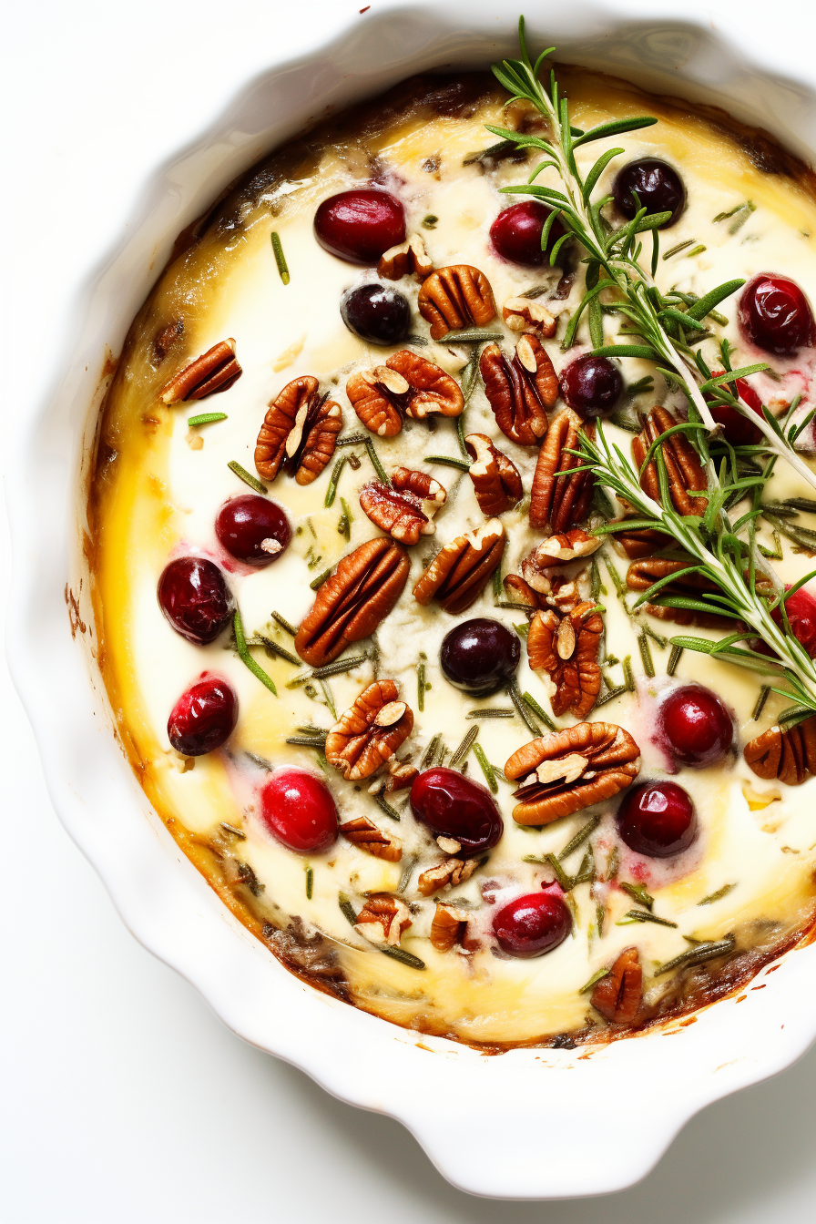 Keto Brie and Cranberry Breakfast Bake in Oven