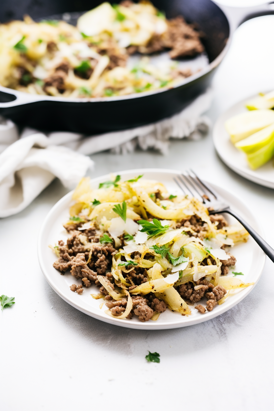 Preparing Keto Cabbage and Beef Skillet