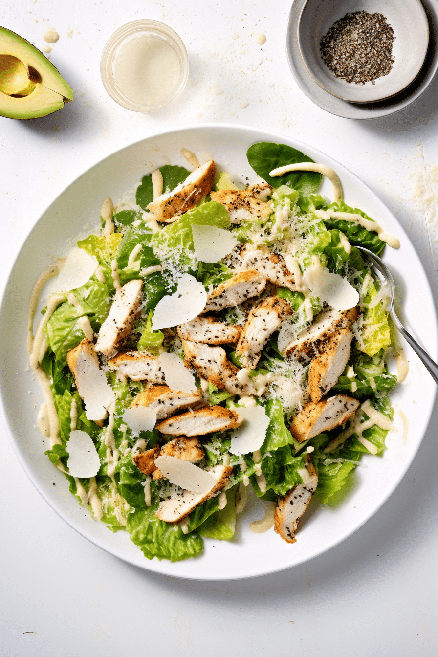 Keto Chicken and Avocado Caesar Salad Ready to Serve