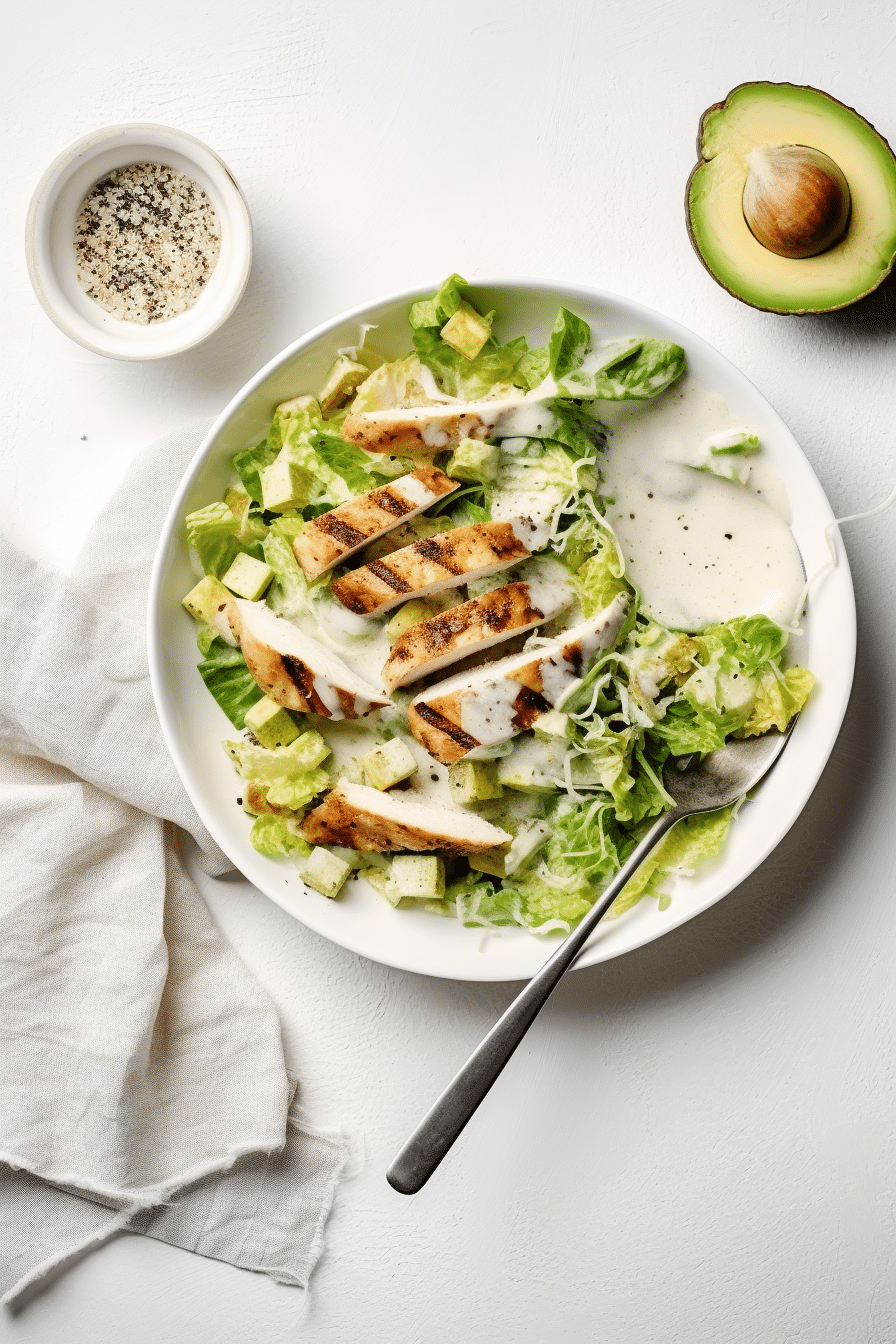 Preparing Keto Chicken and Avocado Caesar Salad