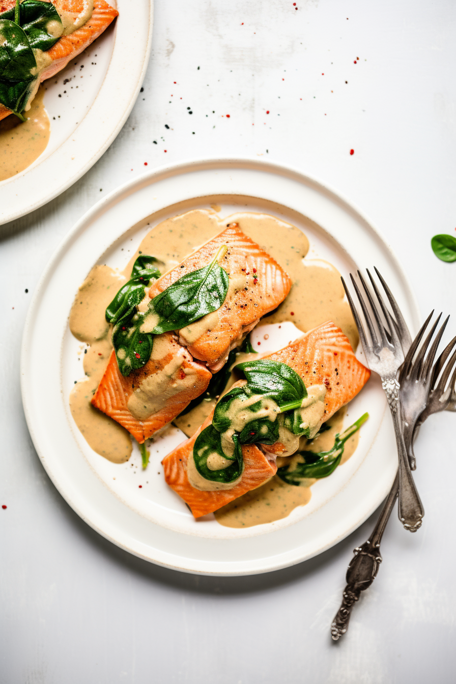 Keto Creamy Tuscan Salmon Ready to Serve