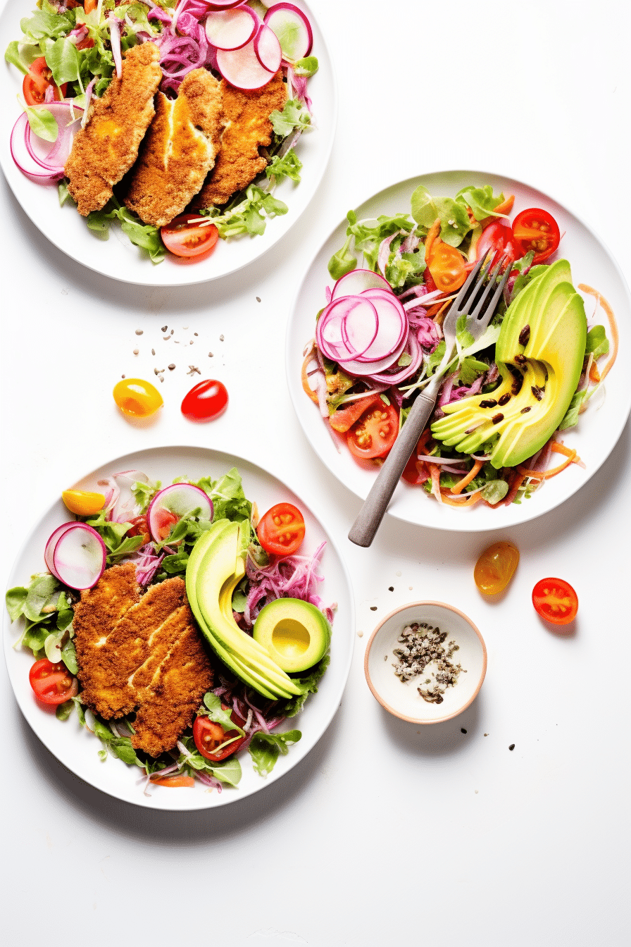 Keto Crispy Chicken and Avocado Salad Ready to Serve