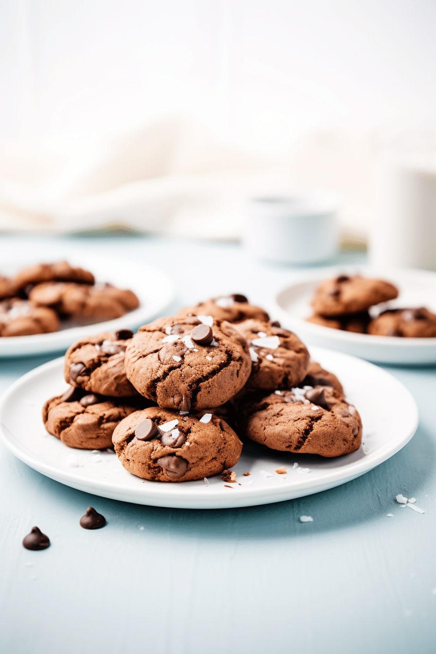 Keto Double Chocolate Chip Cookies on a Cooling Rack