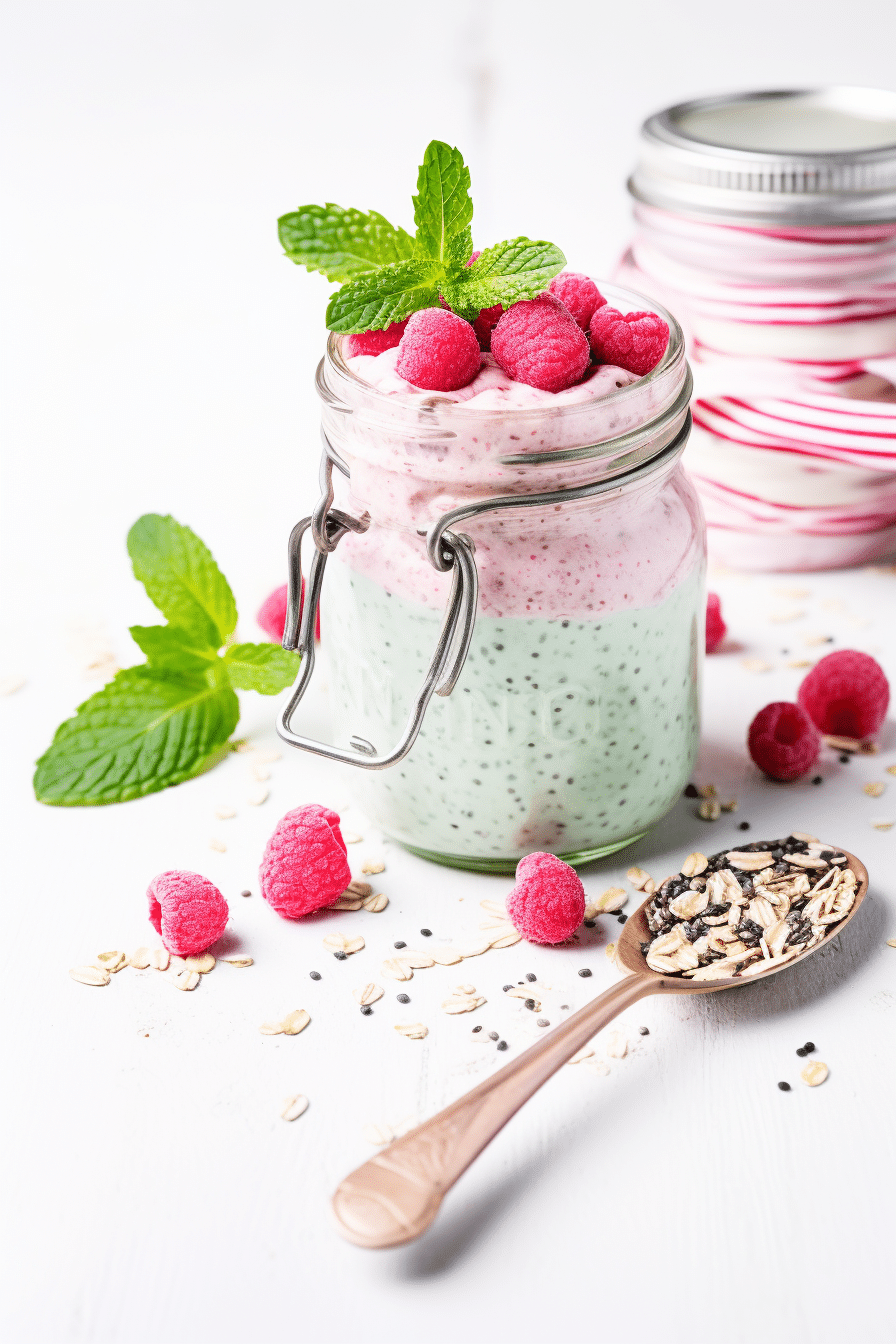 Pudim Keto Mint and Raspberries Chia