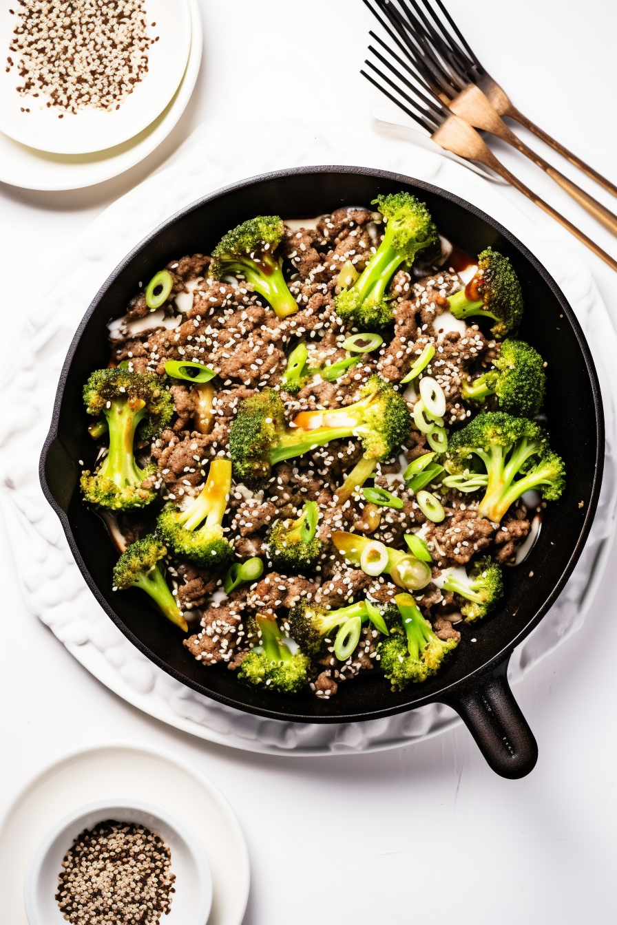 Keto Ground Beef and Broccoli Stir Fry Cooking