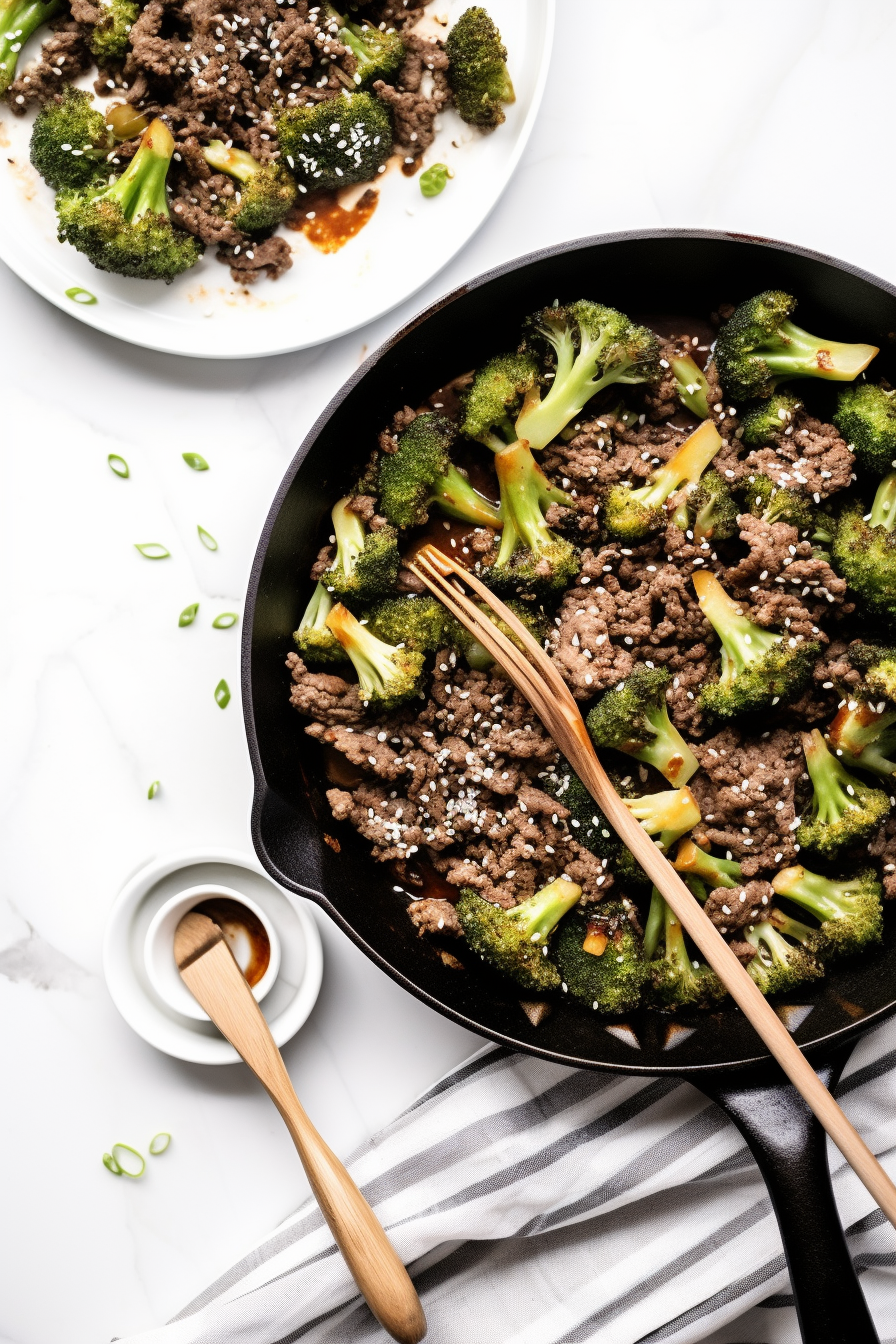 Ingredients for Keto Ground Beef and Broccoli Stir Fry