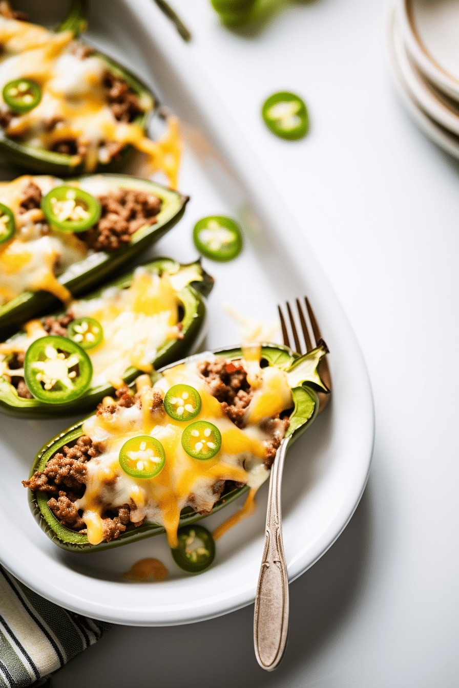 Preparing Keto Ground Beef and Cheese Stuffed Jalapeños