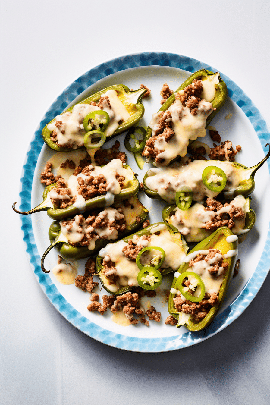 Keto Ground Beef and Cheese Stuffed Jalapeños