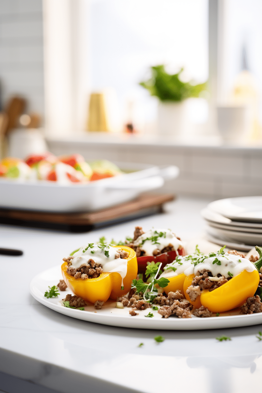 Keto Ground Beef and Walnut Stuffed Peppers