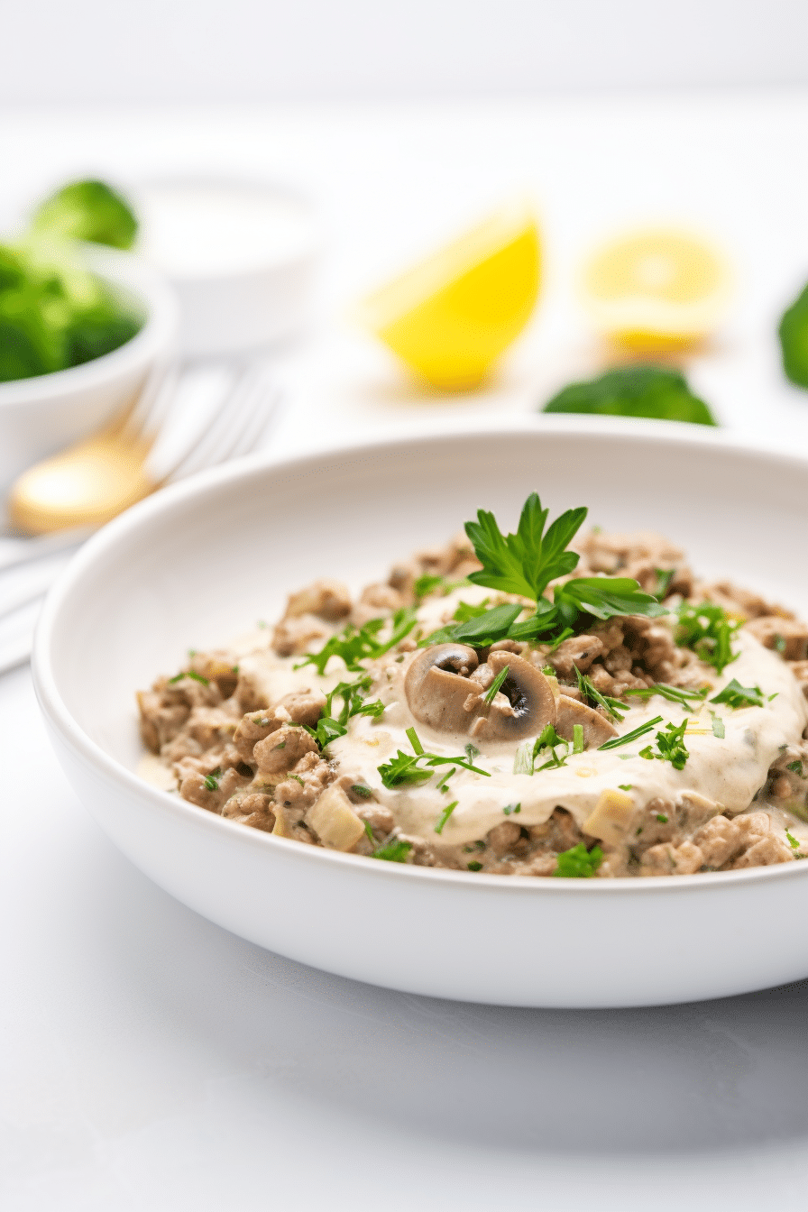 Preparing Keto Stroganoff
