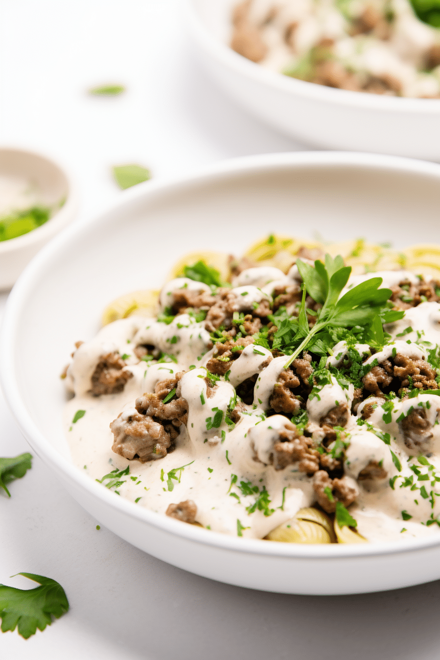 Keto Ground Beef Stroganoff with Cream Cheese