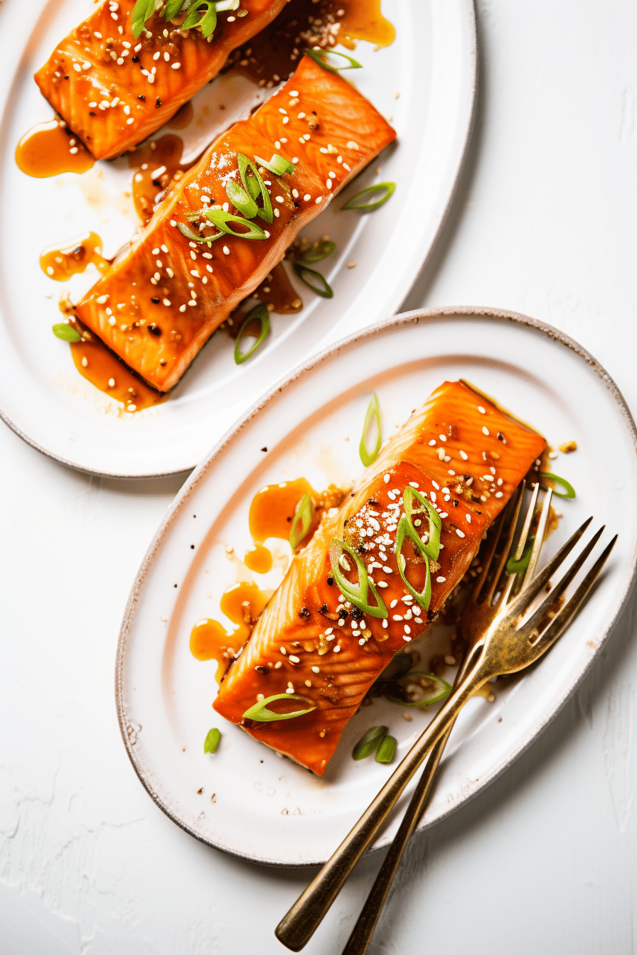 Keto Honey Sriracha Glazed Salmon Ready to Serve