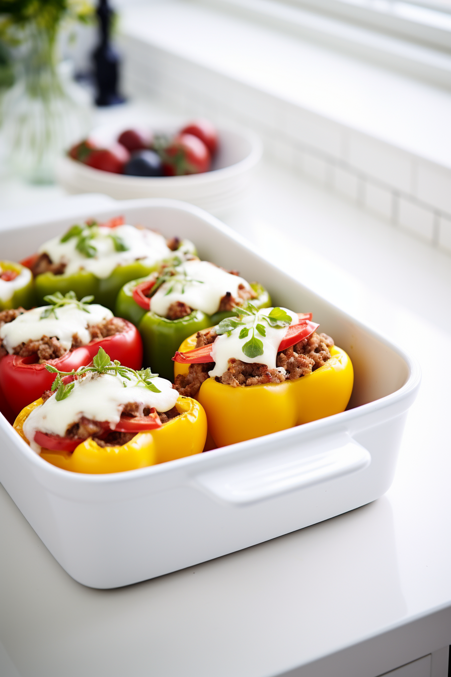 Preparing Keto Italian Stuffed Peppers
