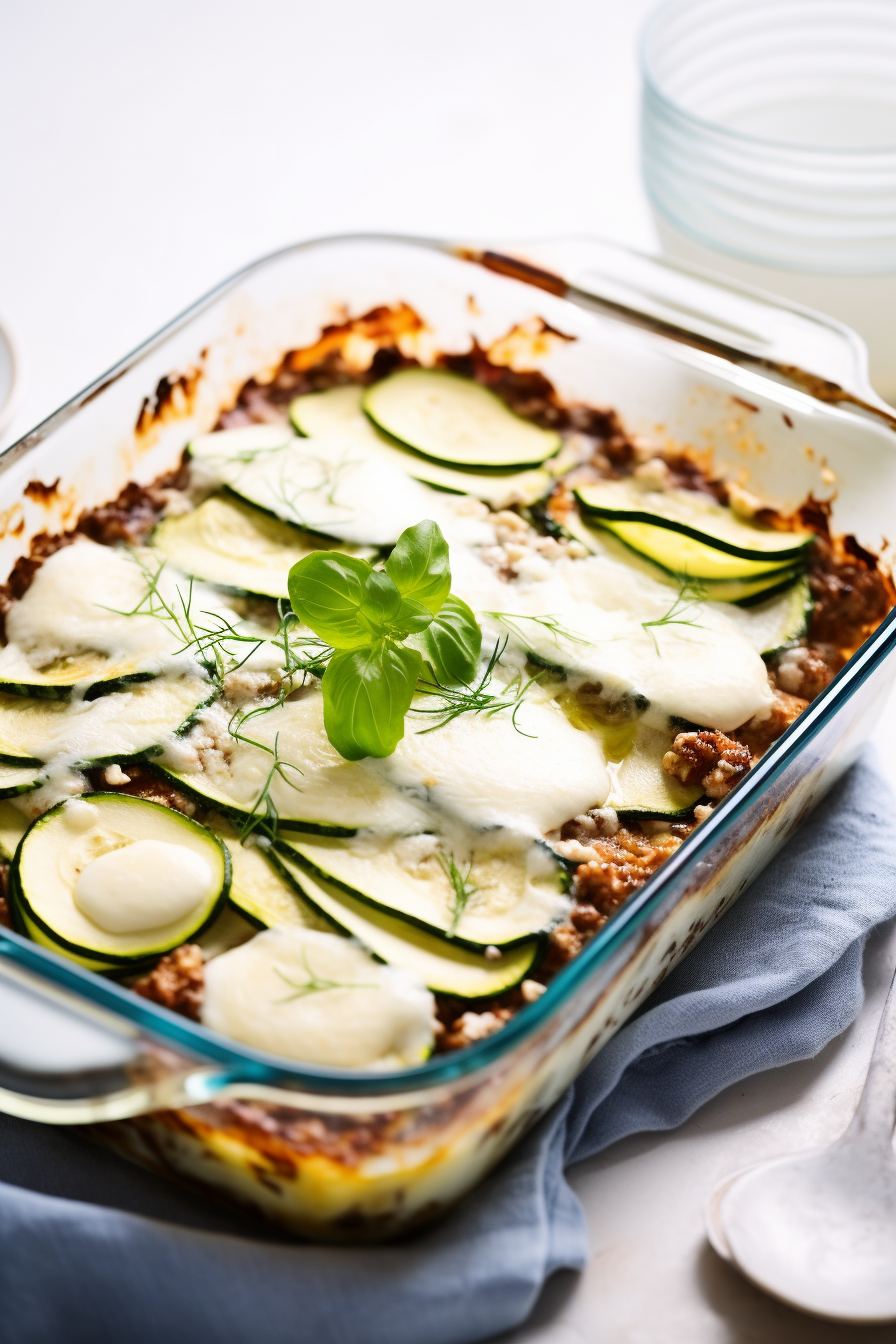 Keto Lasagna with Zucchini Sheets Ready to Serve