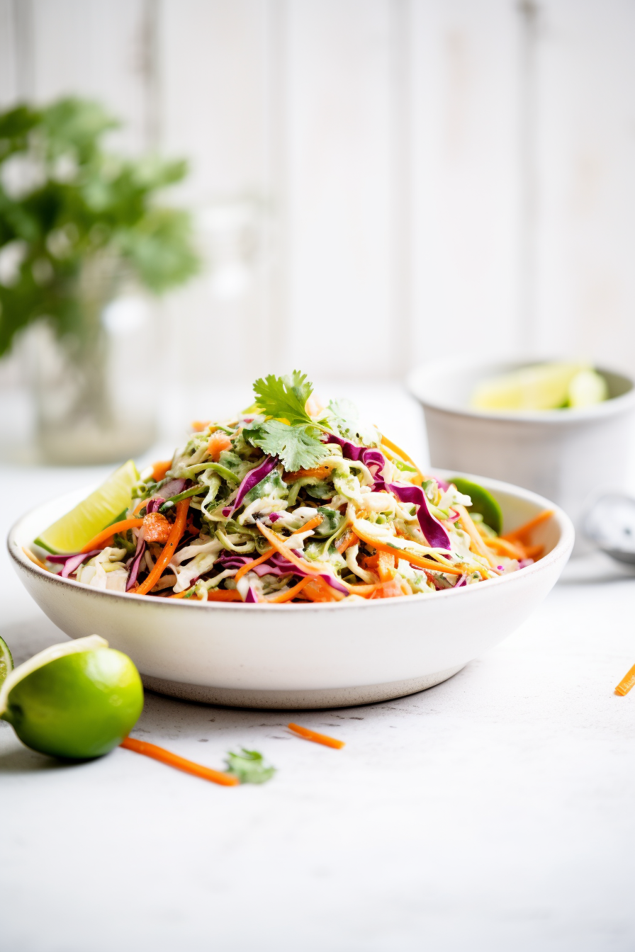 Keto Lime and Cilantro Coleslaw Preparation