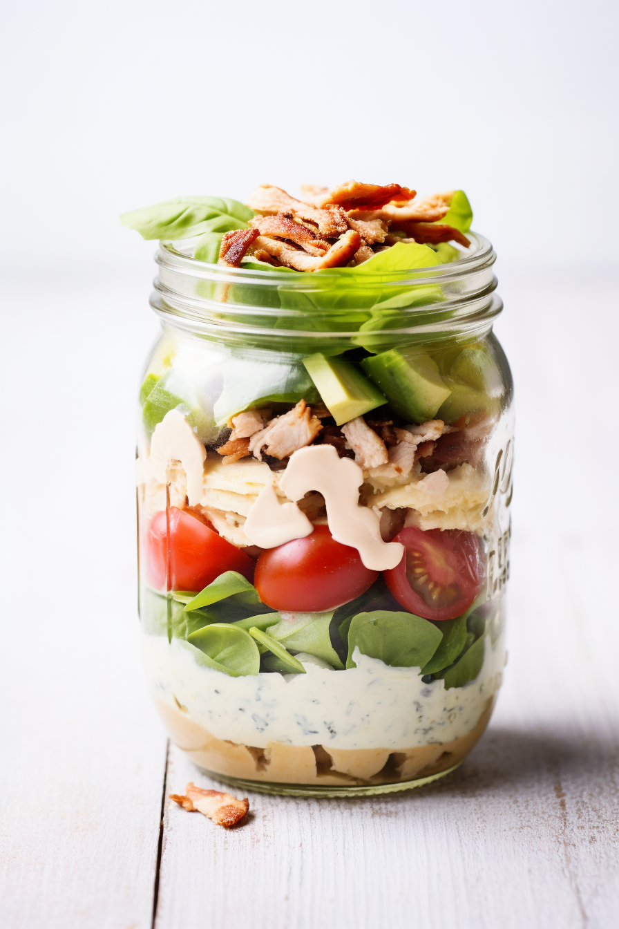 Keto Mason Jar Cobb Salad Ready to Eat