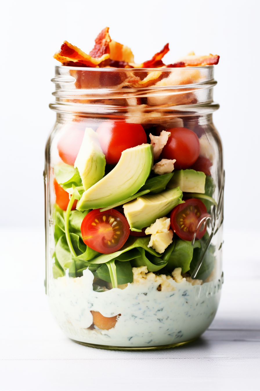 Layered Keto Mason Jar Cobb Salad