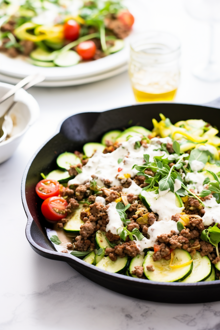Cooking Keto Mexican Zucchini and Ground Beef Skillet
