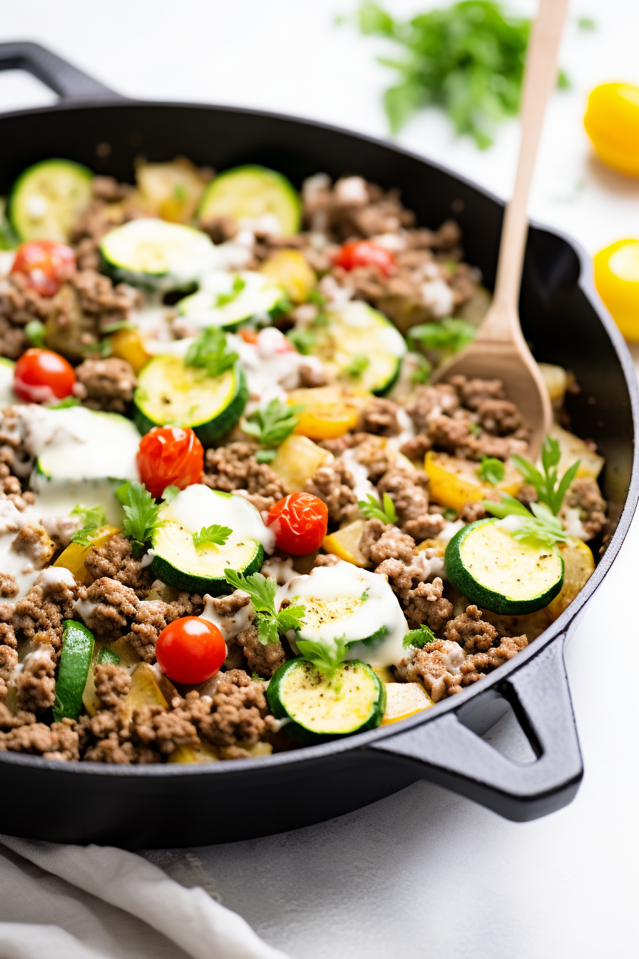Ingredients for Keto Mexican Zucchini and Ground Beef Skillet